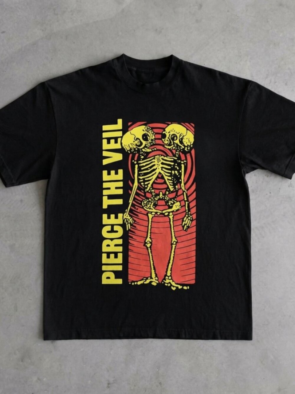 Pierce The Veil Men's Wavy Skeleton T-Shirt Black | Officially Licensed Merchand